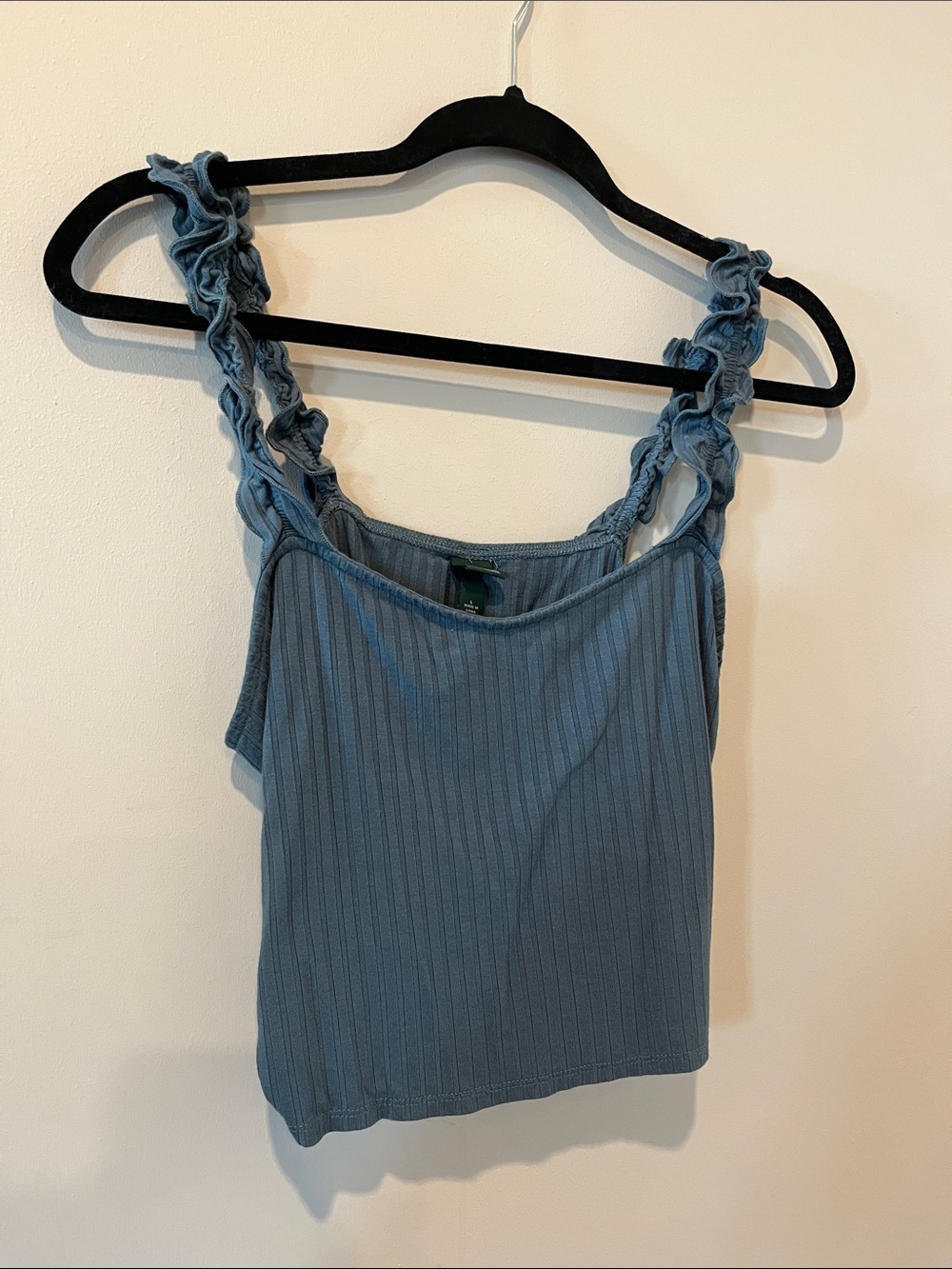 wild fable Blue Cropped Tank with Ruffle Straps